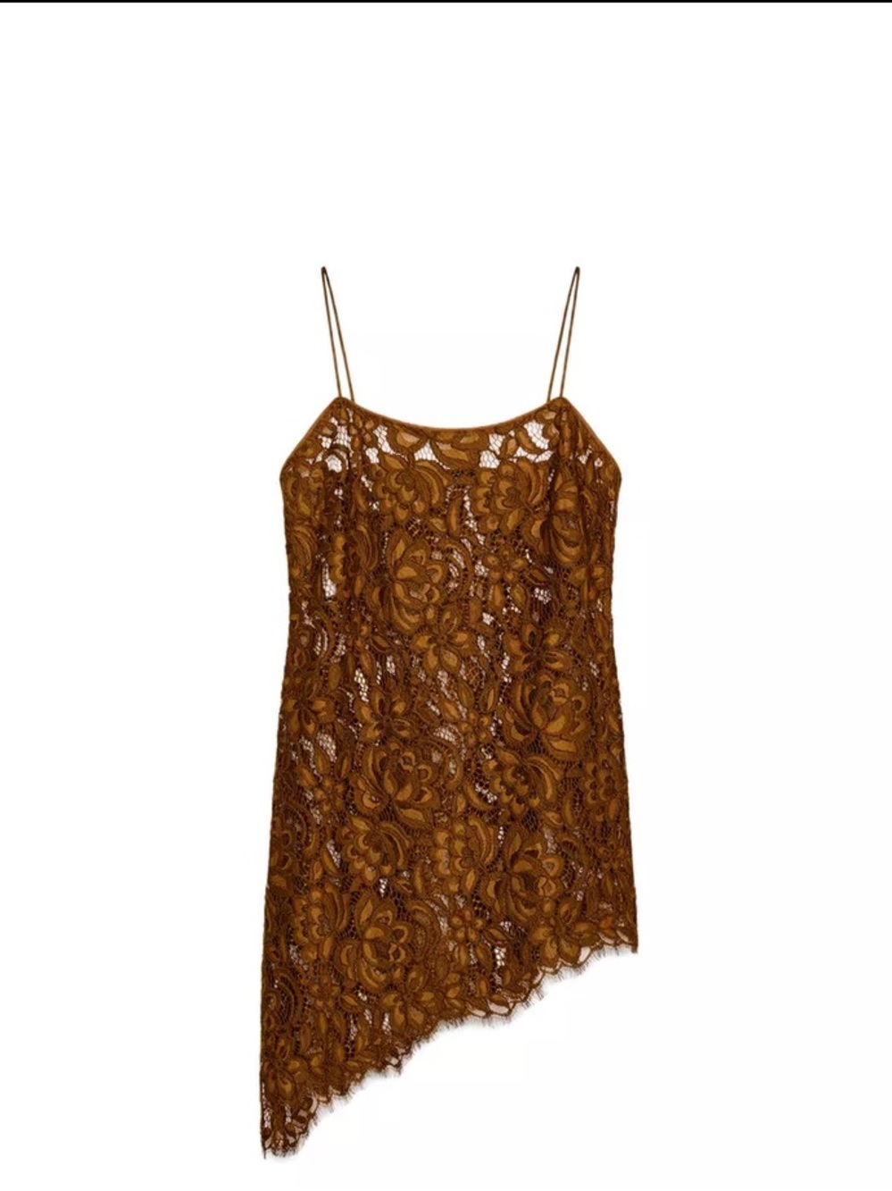 Zara Lace Asymmetrical Top in Rust
